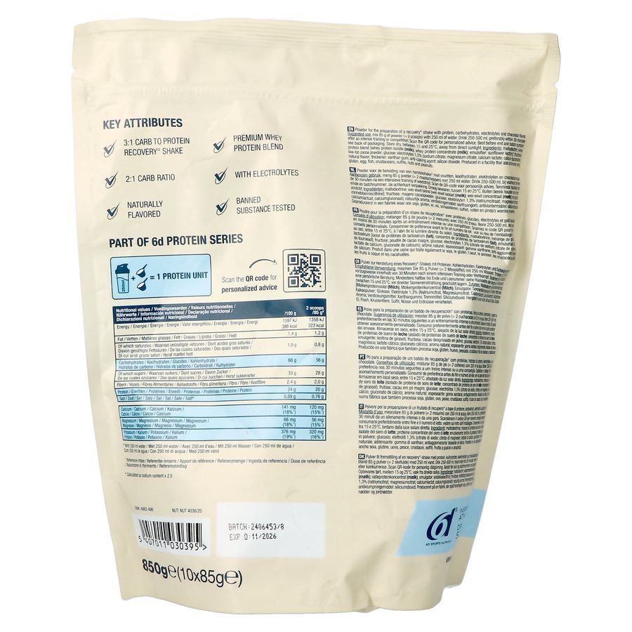 6d Recovery Shake Chocolate 850g