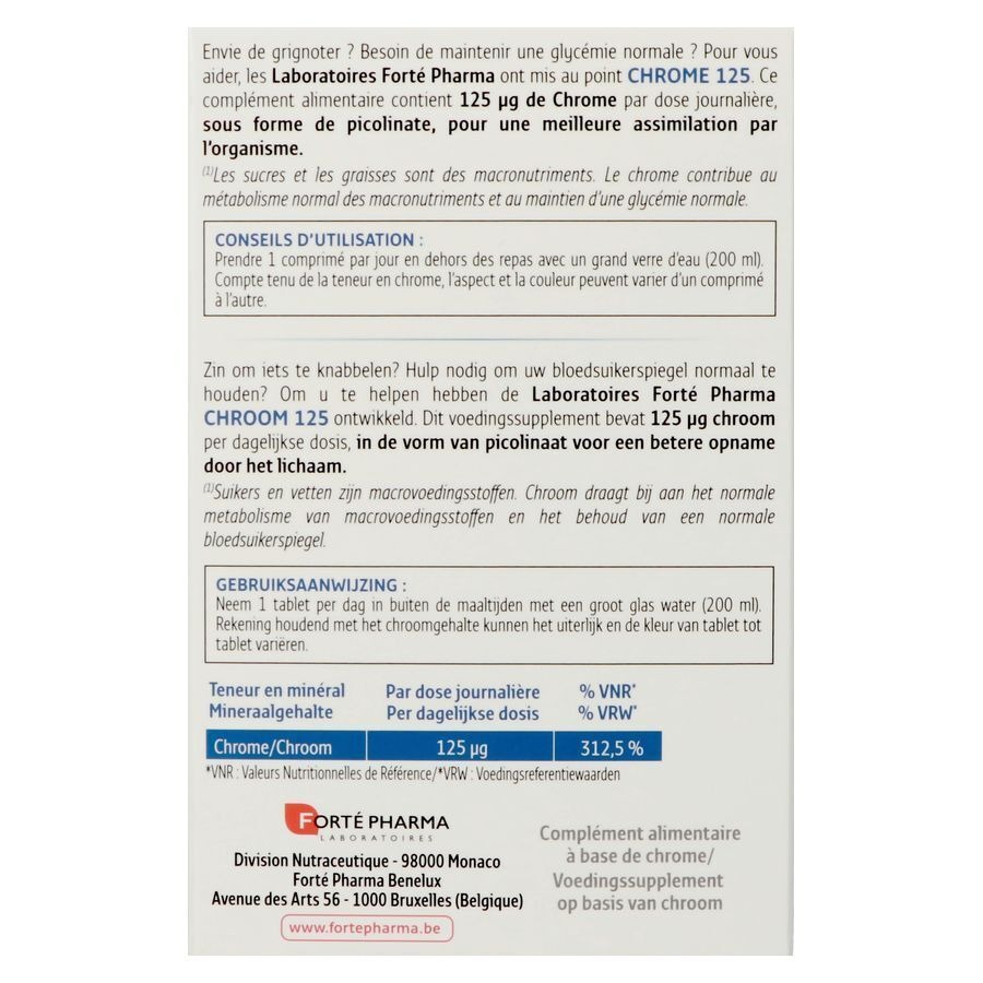 Forte Pharma Chroom 125 30 Tabletten