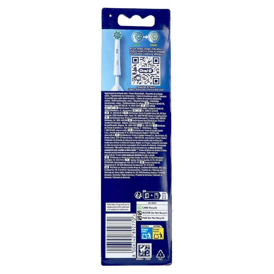 Oral-b Refill Eb50 Xf Cross Action Tetes Brosse 8