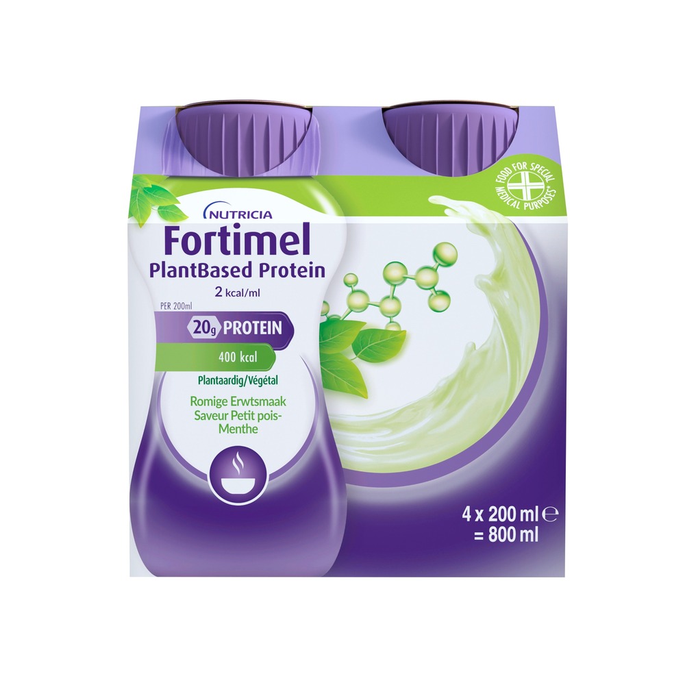 Fortimel PlantBased Protein 2kcal Romige Erwtsmaak Voedingssupplement Ondervoeding Flessen 4x200ml
