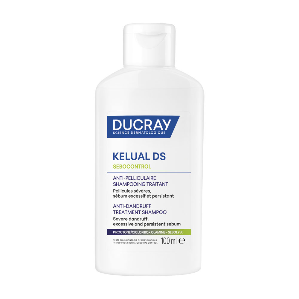 Ducray Kelual DS Sebocontrol Shampooing traitant Anti-pelliculaire, Pellicules sévères, Sébum excessif et persistant 100ml