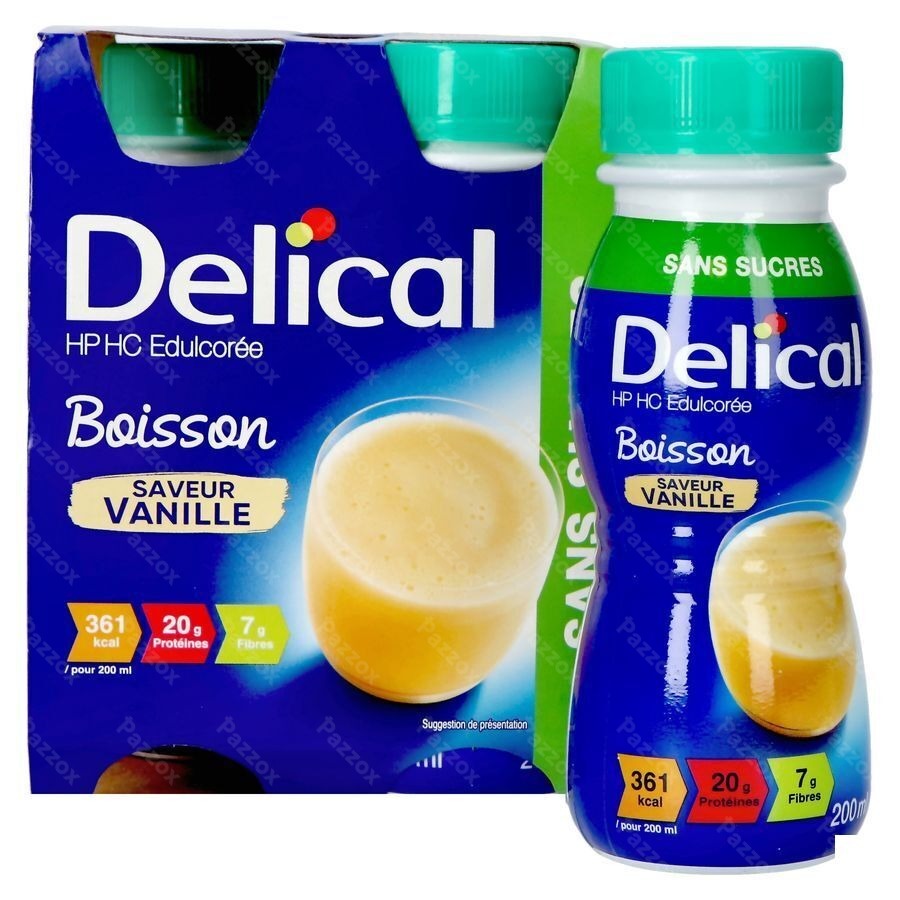 Delical Melkdrank Z/suiker Vanille 4x200ml