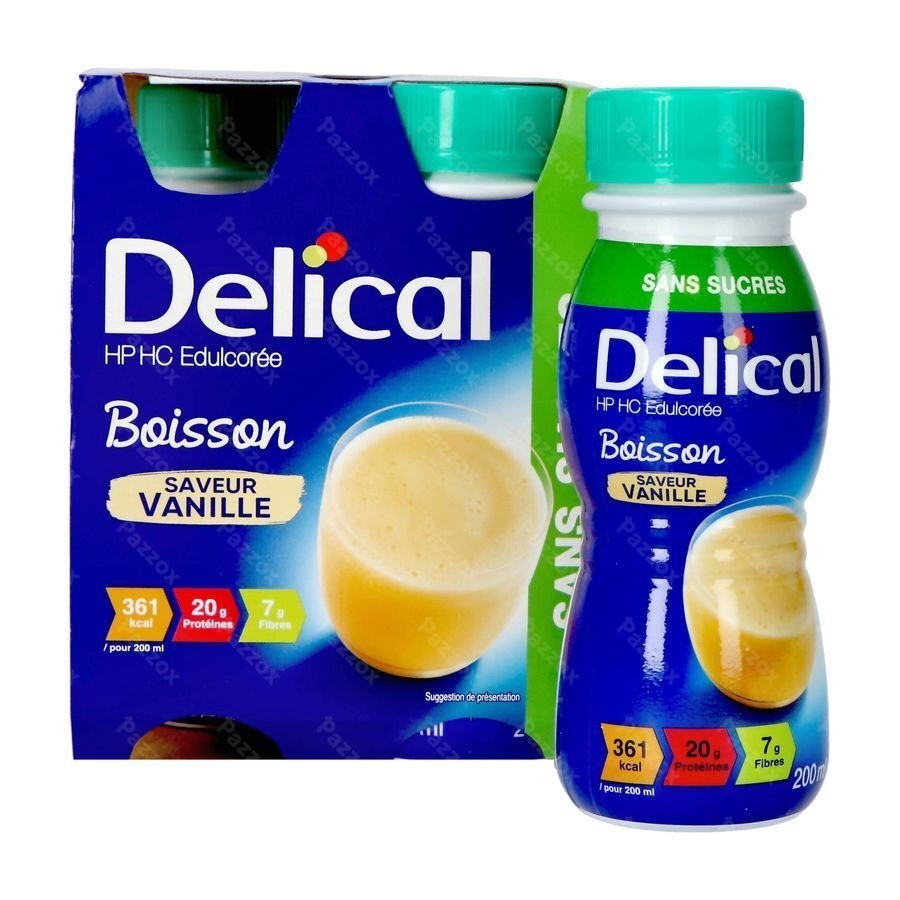 Delical Melkdrank Z/suiker Vanille 4x200ml