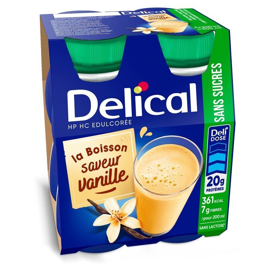 Delical Melkdrank Z/suiker Vanille 4x200ml