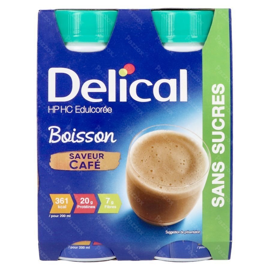 Delical Melkdrank Z/suiker Koffie 4x200ml