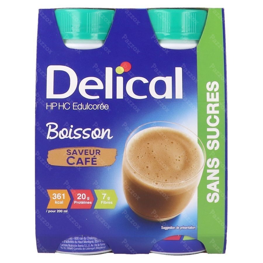 Delical Melkdrank Z/suiker Koffie 4x200ml