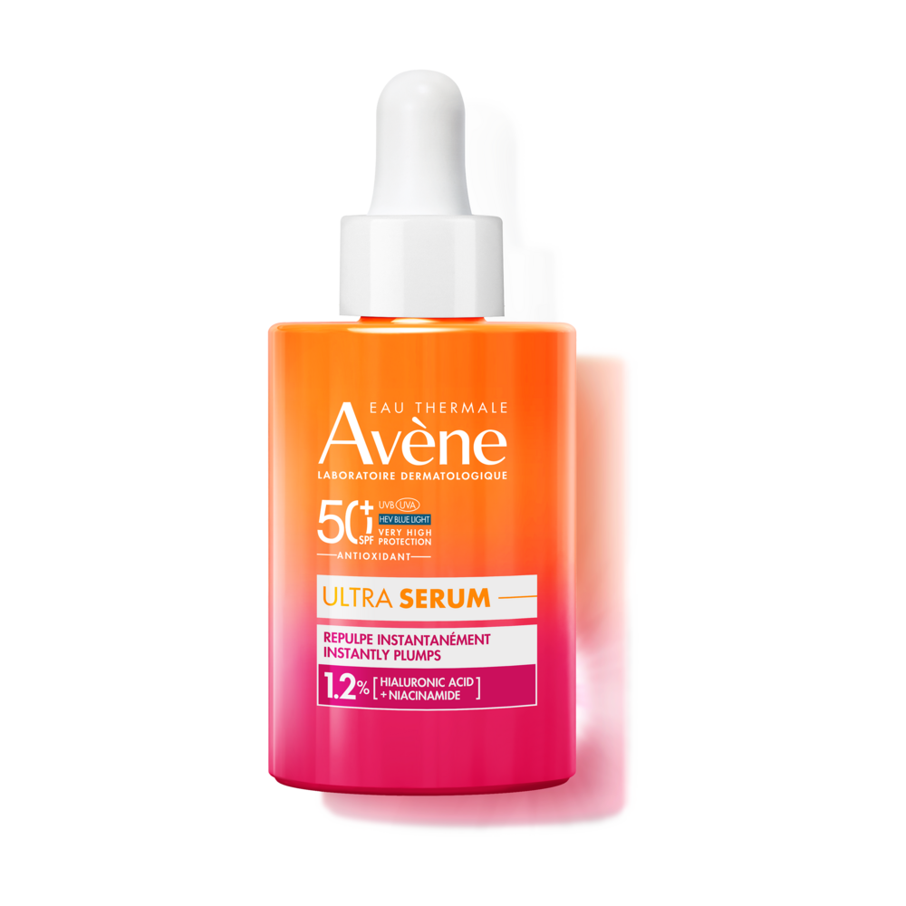 Avène Solaire Ultra Sérum SPF50+ Repulpant anti-âge, Très Haute Protection, Acide hyaluronique & Niacinamide, Peau sensible 30ml