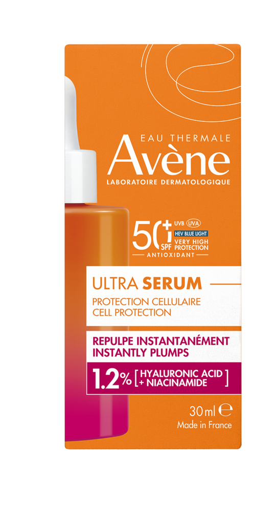 Avène Zon Opvullend Ultra-Serum anti-aging SPF50+, Zeer hoge zonnebescherming, Hyaluronzuur & Niacinamide, Gevoelige huid 30ml