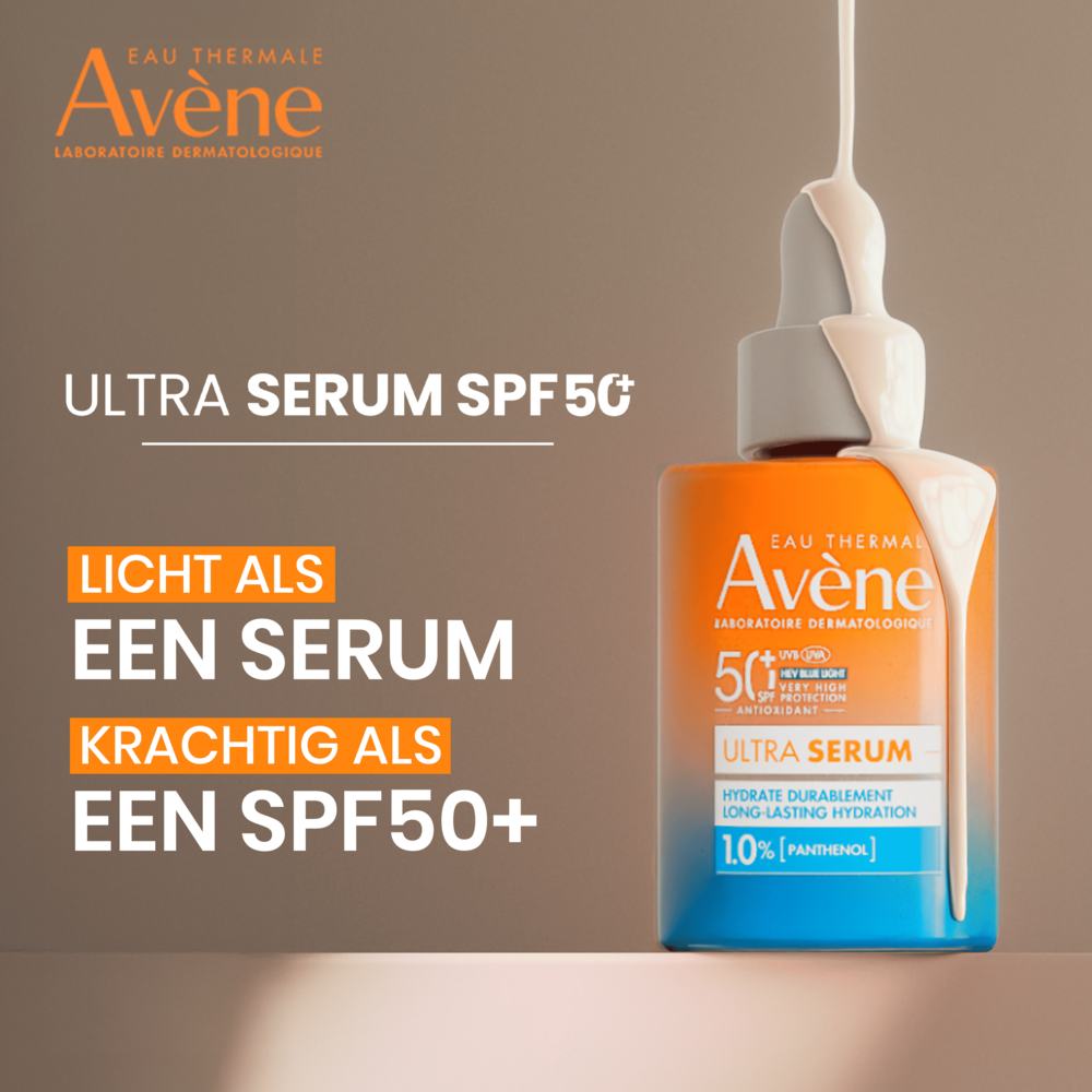 Avène Zon Hydraterend Ultra-Serum langdurige hydratatie SPF50+, Zeer hoge zonnebescherming, Panthenol, Gevoelige huid 30ml