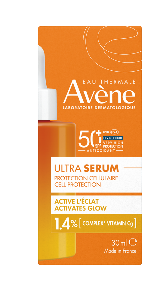 Avène Solaire Ultra Sérum SPF50+ Activateur d'éclat, Très Haute Protection, Vitamine Cg, Peau sensible 30ml