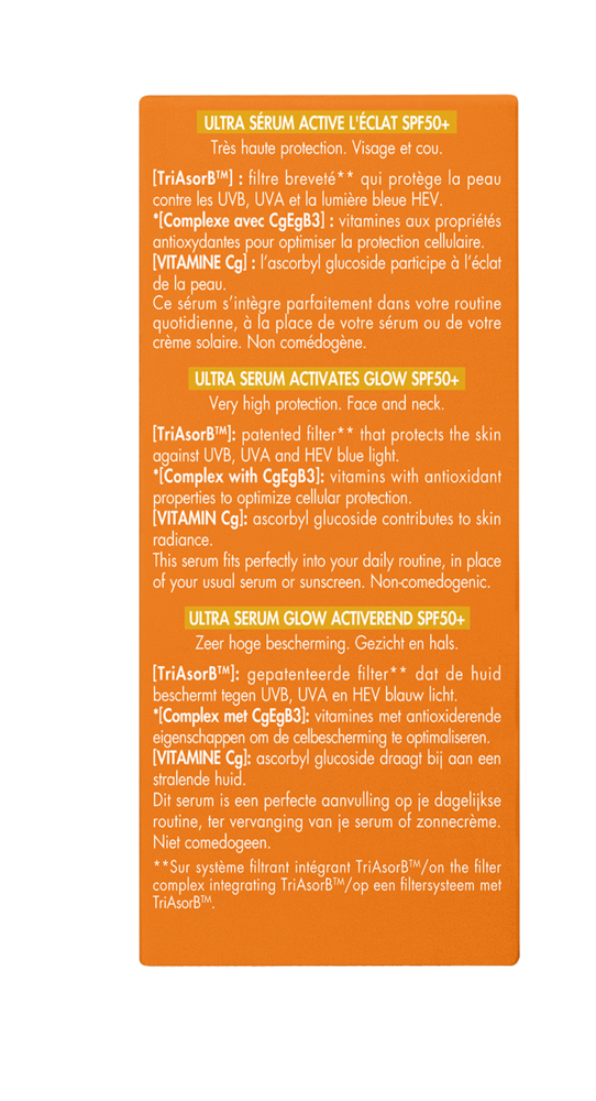 Avène Zon Glow-activerend Ultra-Serum SPF50+, Zeer hoge zonnebescherming, Vitamine Cg, Gevoelige huid 30ml