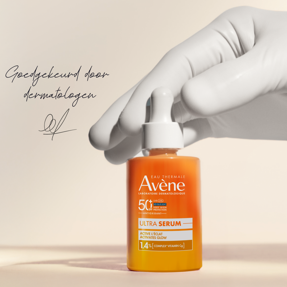 Avène Zon Glow-activerend Ultra-Serum SPF50+, Zeer hoge zonnebescherming, Vitamine Cg, Gevoelige huid 30ml