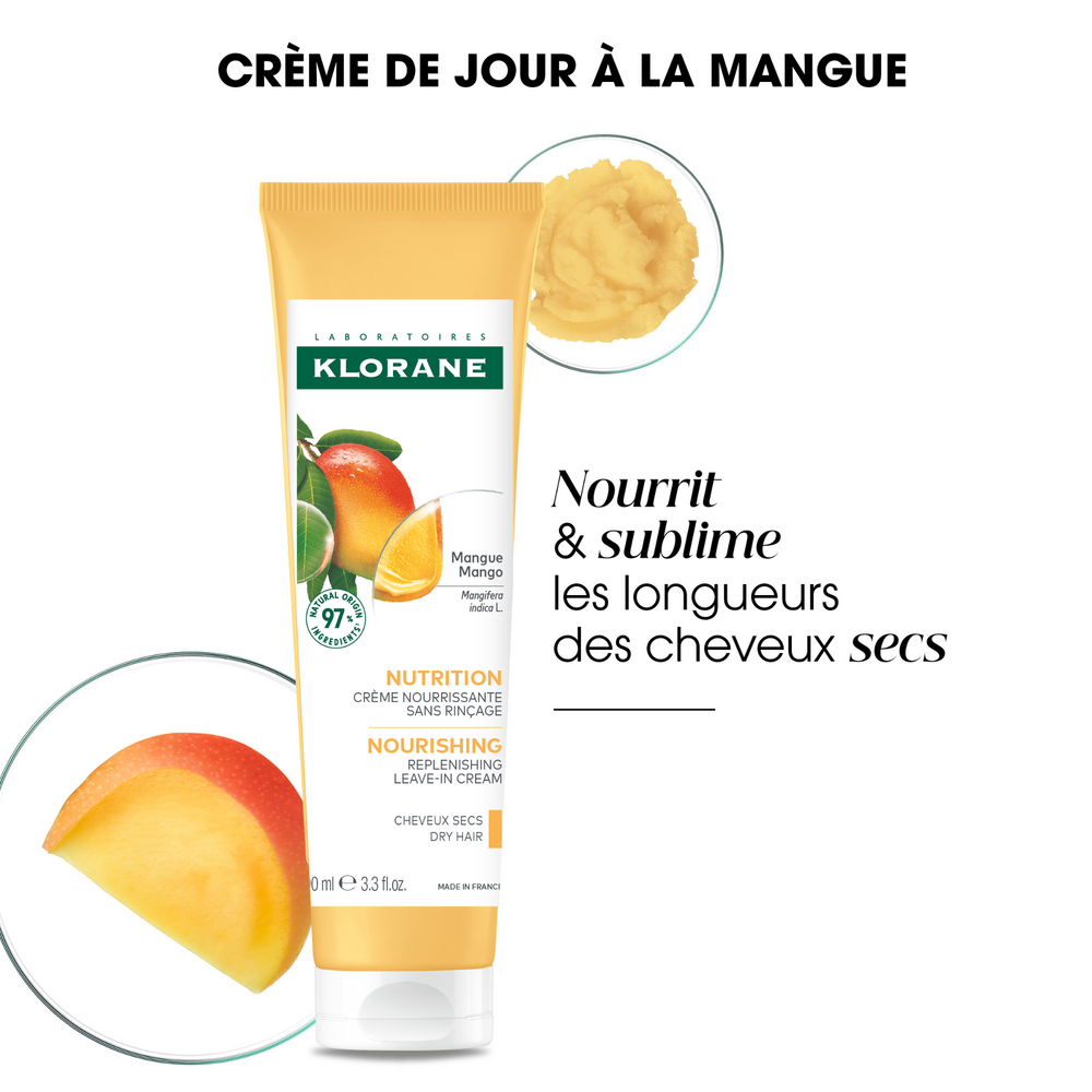 Klorane Mangue Crème de jour Nutrition, Nourrissant & éclat Cheveux Secs 100ml