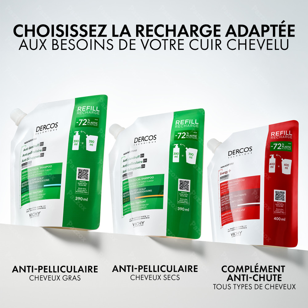 Vichy Dercos Shampooing Anti-Pelliculaire DS Recharge Cheveux Normaux à Gras