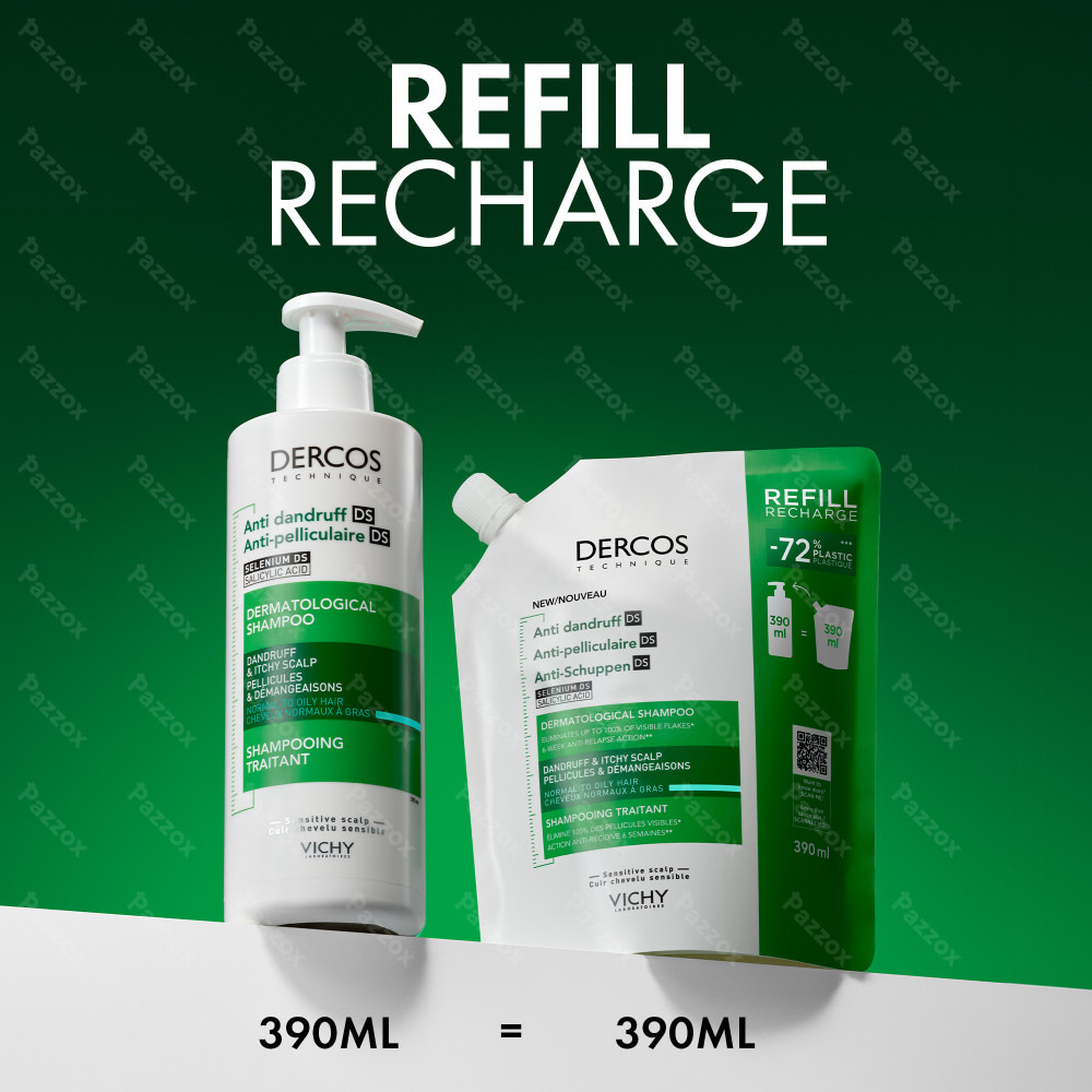 Vichy Dercos Shampooing Anti-Pelliculaire DS Recharge Cheveux Normaux à Gras
