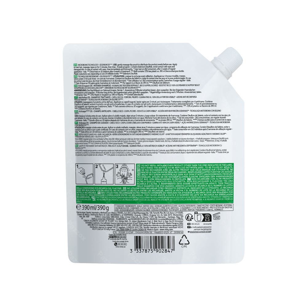 Vichy Dercos Anti-Roos DS Shampoo Navulling Droog Haar 390ml