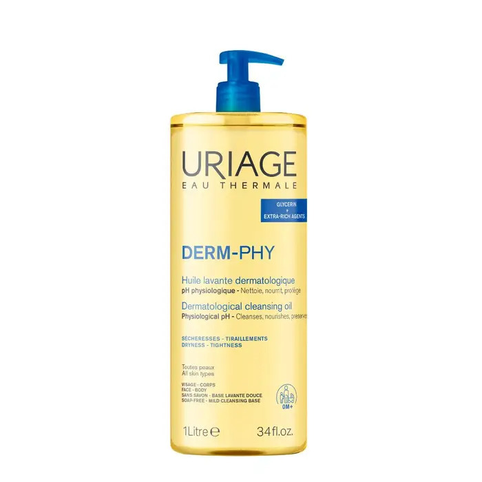 Uriage Derm-Phy Huile Lavante 1l | Dermatologique Visage et Corps 