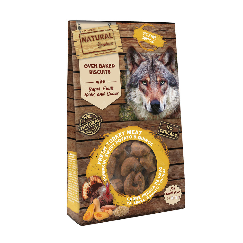 Natural Greatness Oven Baked Biscuits Digestive Support Support Hondensnacks 100g 