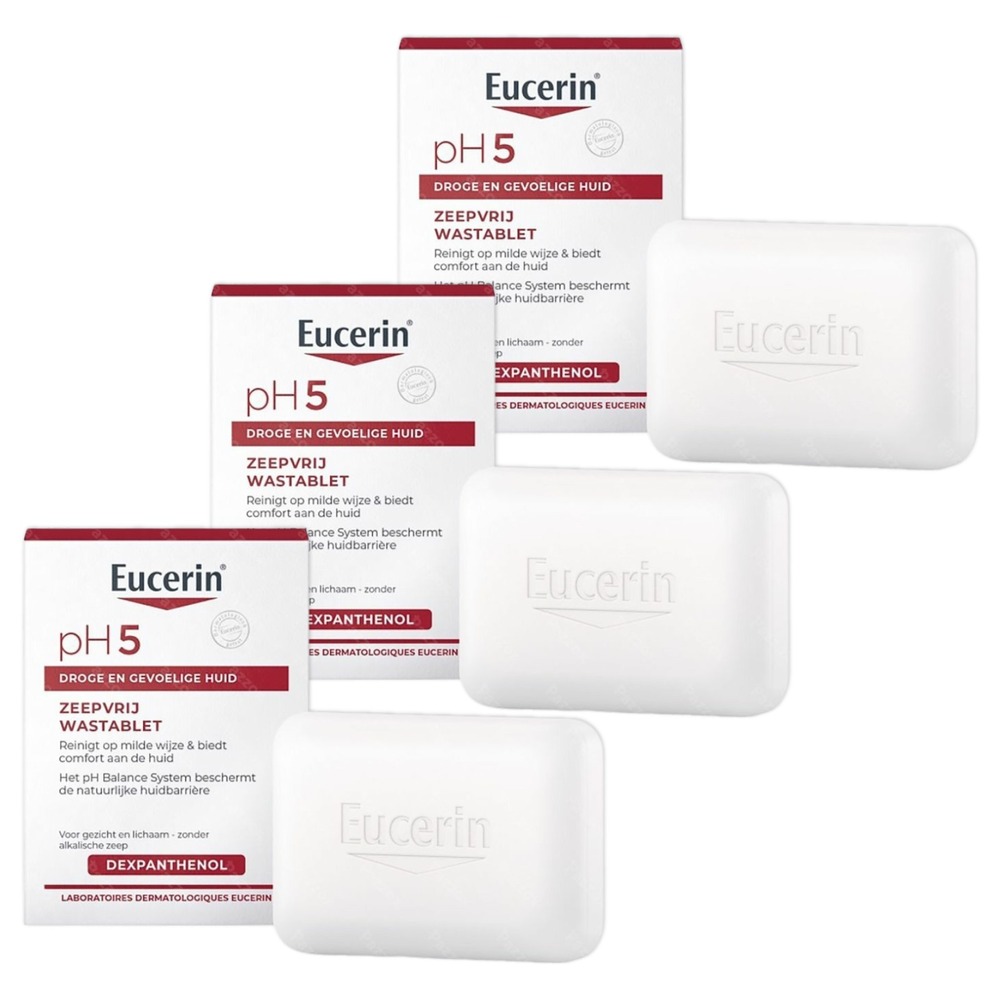 Eucerin pH5 Zeepvrije Wastablet Droge en Gevoelige Huid 3 x 100g Promopakket